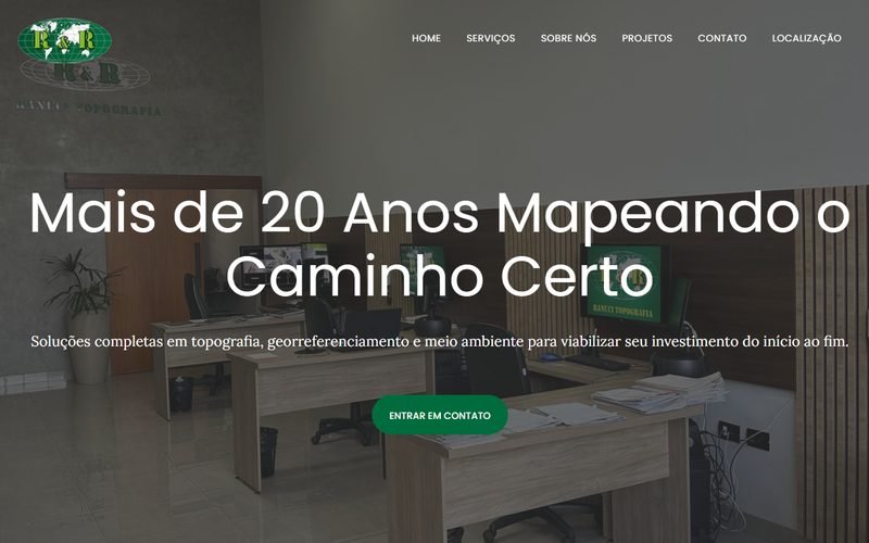 Captura de tela do site da Ranuci Topografia
